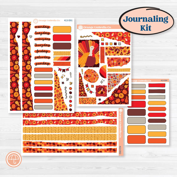 Thanksgiving Autumn Kit | Journaling Kit Planner Stickers | Gobble | KIT-413-D