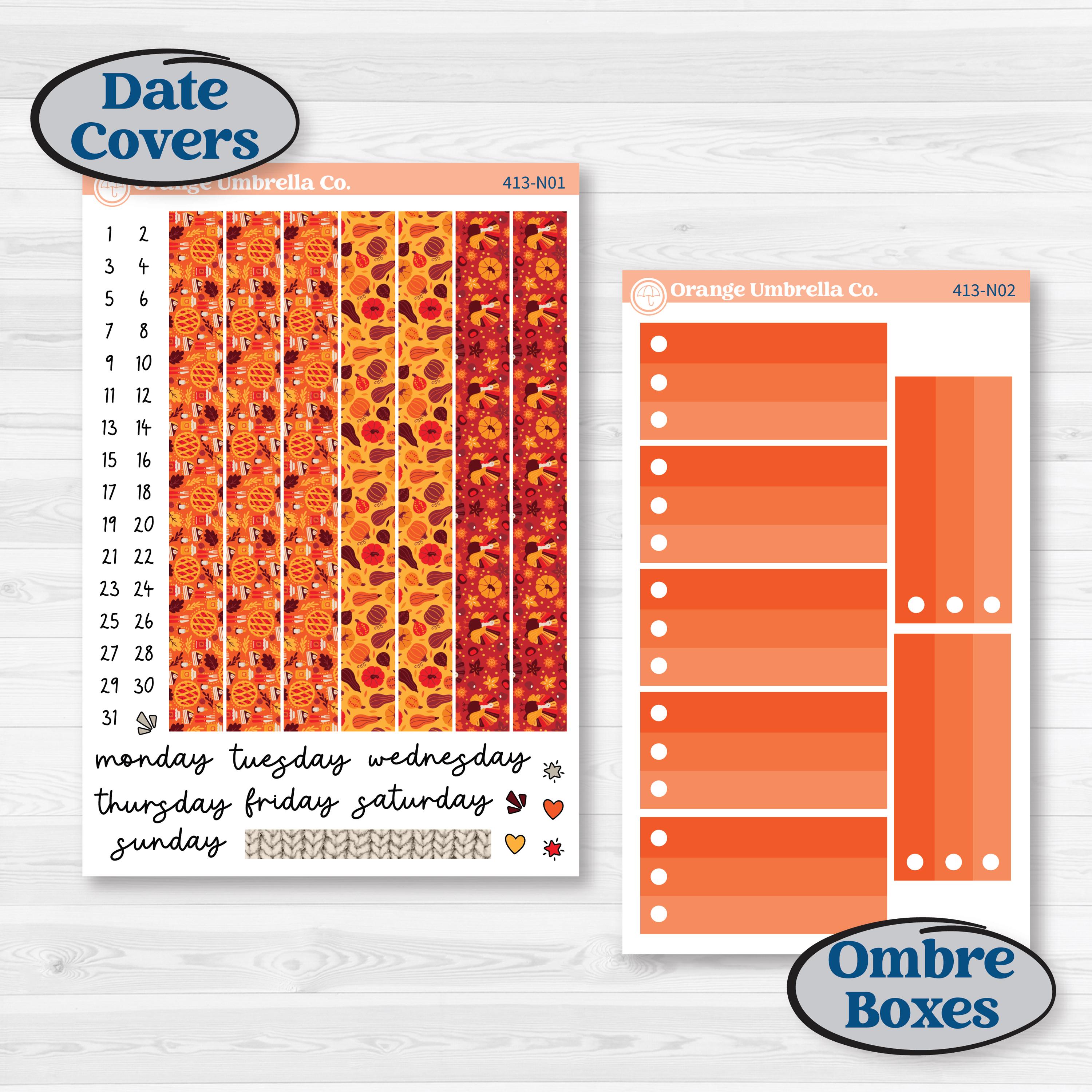 Thanksgiving Autumn Kit | A5 Plum Daily Planner Kit Stickers | Thanksgiving Autumn Kit | KIT-413-N