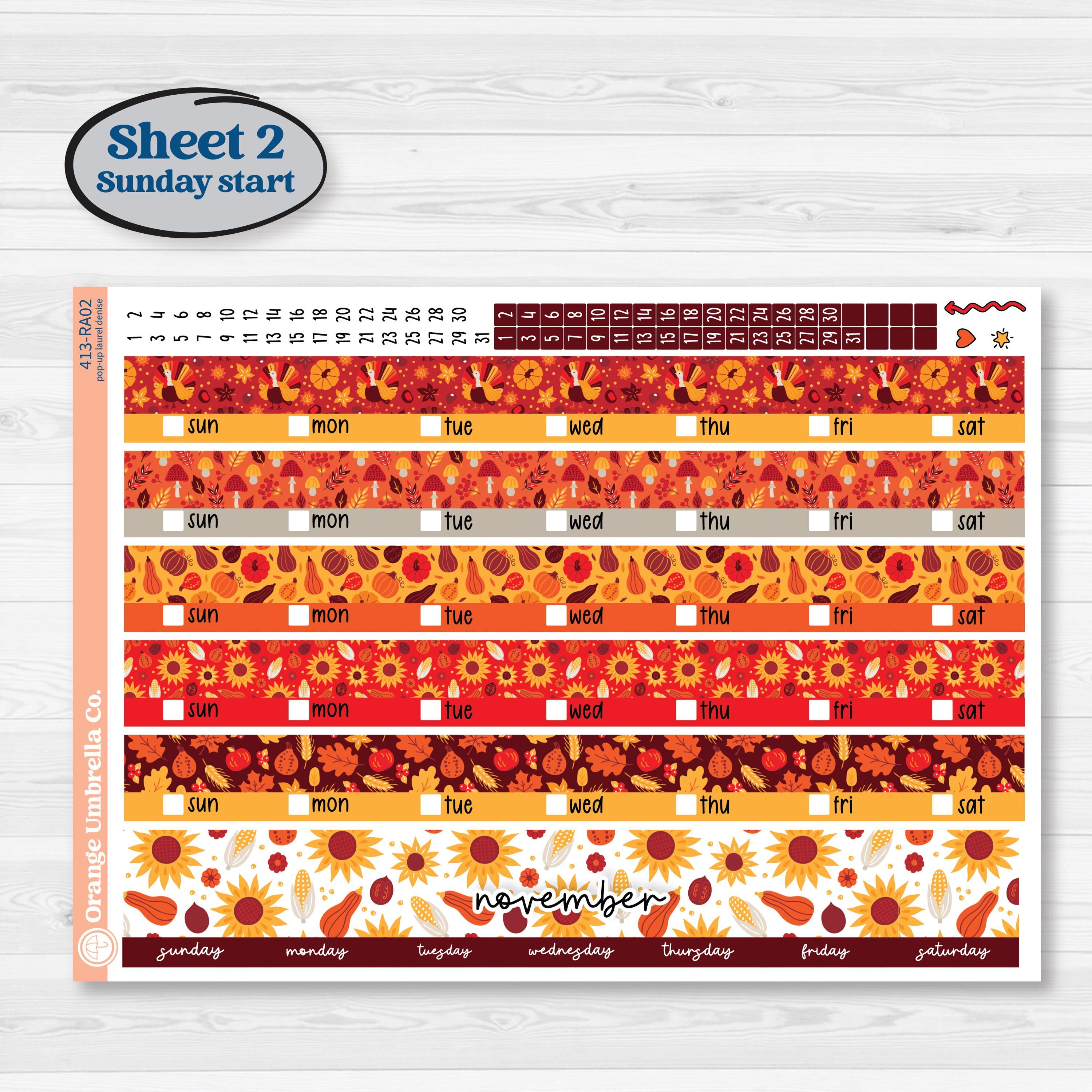 Thanksgiving Autumn Kit | Laurel Denise Pop-Up Planner Kit Stickers | Gobble | KIT-413-RA