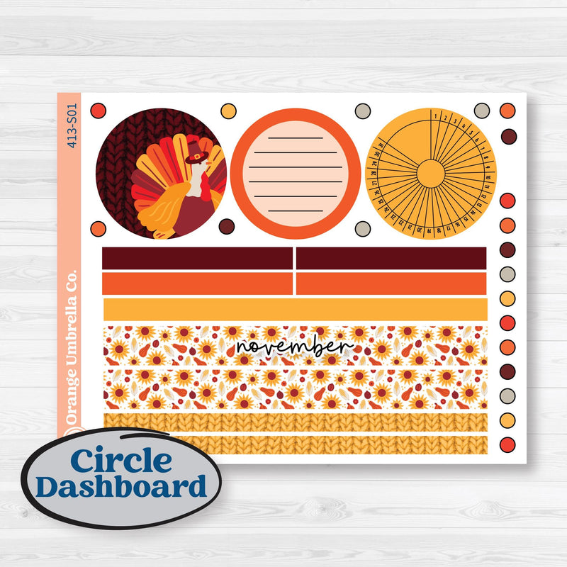 Thanksgiving Autumn Kit | A5 Plum Monthly & Dashboard Planner Kit Stickers | Gobble | KIT-413-S