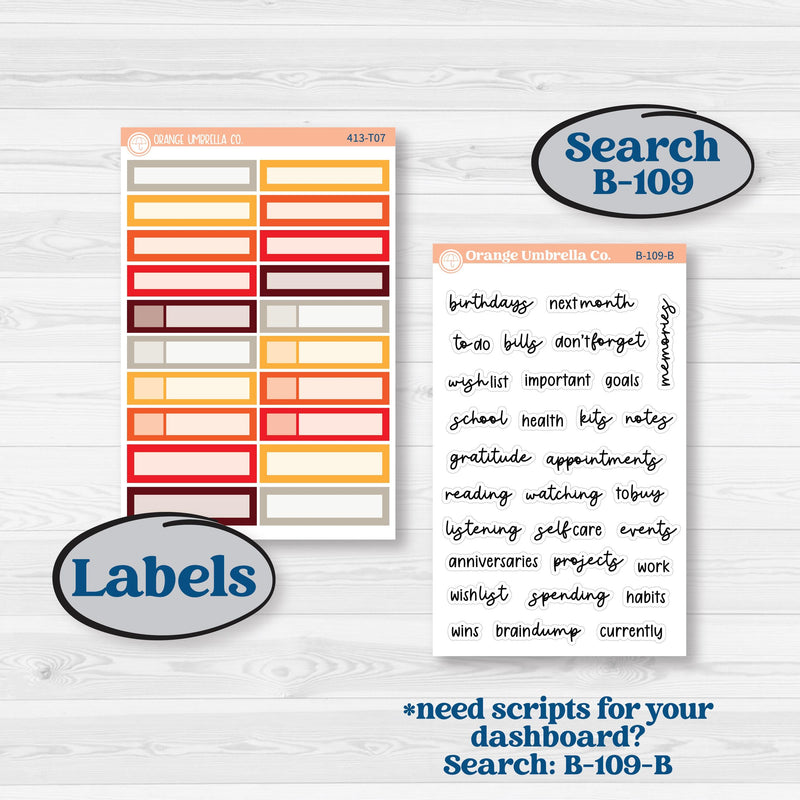 Thanksgiving Autumn Kit | 7x9 Plum Monthly & Dashboard Planner Kit Stickers | Gobble | KIT-413-T