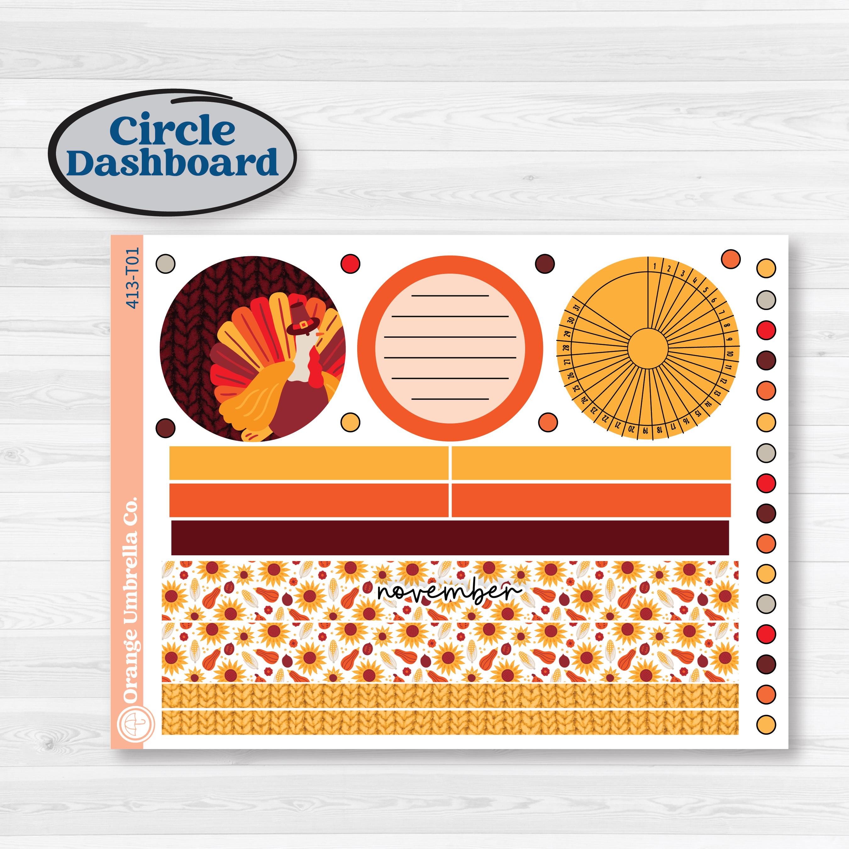 Thanksgiving Autumn Kit | 7x9 Plum Monthly & Dashboard Planner Kit Stickers | Gobble | KIT-413-T