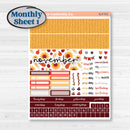 Thanksgiving Autumn Kit | Hobonichi Cousin Monthly Planner Kit Stickers | Gobble | KIT-413-Y