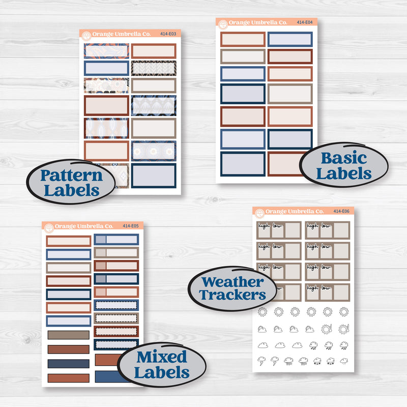Patterned Boho Sticker Kit | Hobonichi Cousin Weekly & Daily Planner Kit Stickers | Katie | KIT-414-E