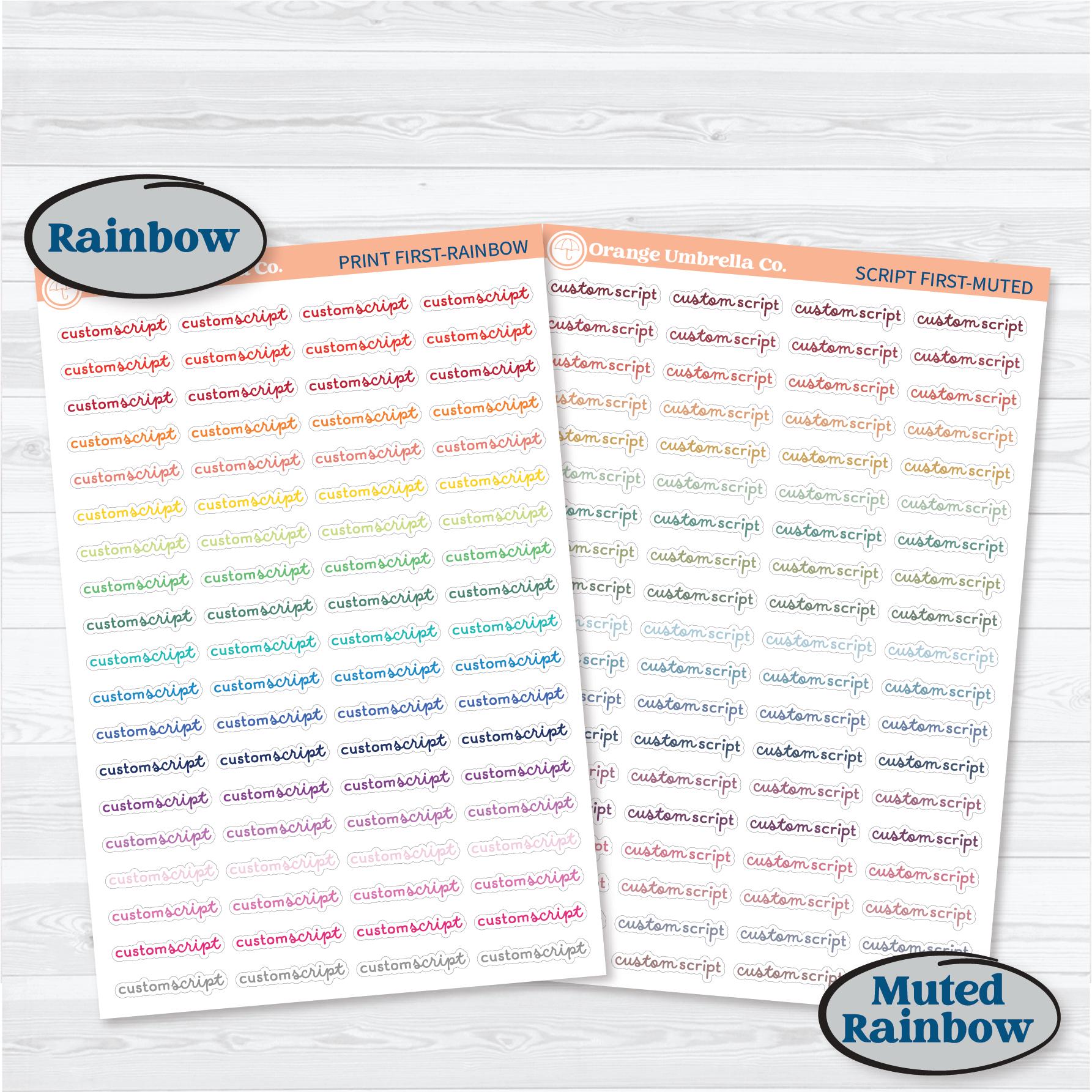 Hobonichi Cousin Custom Script Sticker | Matches 2024 Kits F16 | *NEW* Larger Sheet Size | 1 Word/Phrase per Sheet | CustomF16-Hobo
