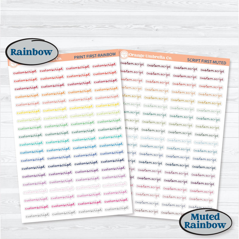 Hobonichi Cousin Custom Script Sticker | Matches 2024 Kits F16 | *NEW* Larger Sheet Size | 1 Word/Phrase per Sheet | CustomF16-Hobo