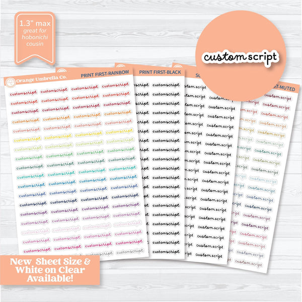 Hobonichi Cousin Custom Script Sticker | Matches 2024 Kits F16 | *NEW* Larger Sheet Size | 1 Word/Phrase per Sheet | CustomF16-Hobo