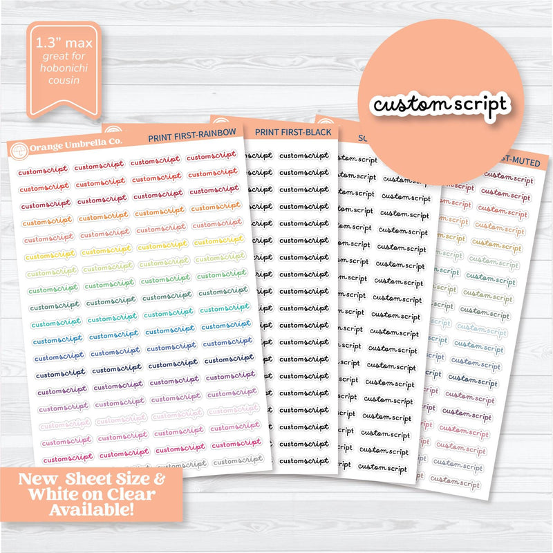 Hobonichi Cousin Custom Script Sticker | Matches 2024 Kits F16 | *NEW* Larger Sheet Size | 1 Word/Phrase per Sheet | CustomF16-Hobo