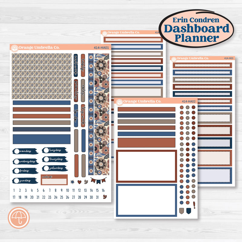 Patterned Boho Sticker Kit | Erin Condren Weekly Dashboard Planner Kit Stickers | Katie | KIT-414-HA