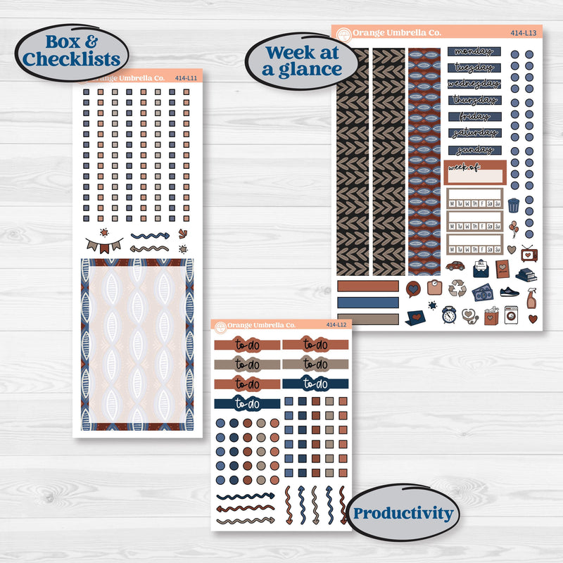 Patterned Boho Sticker Kit | A5 Daily Duo Planner Kit Stickers | Katie | KIT-414-L