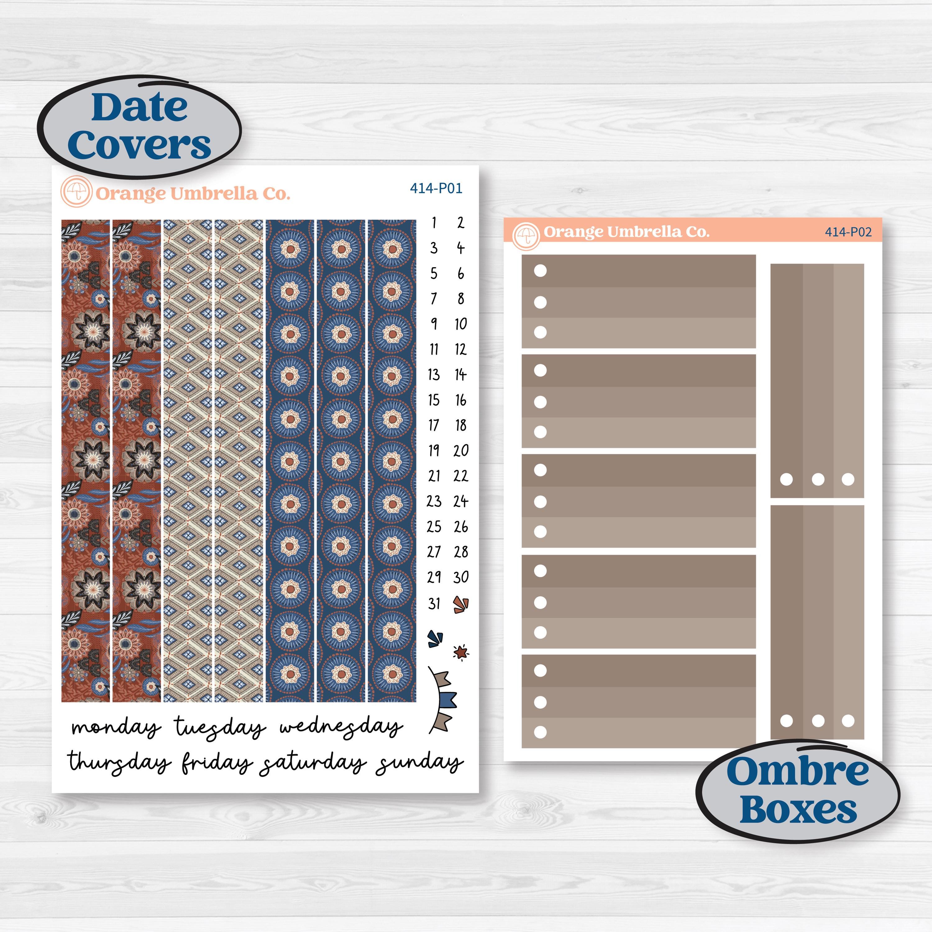 Patterned Boho Sticker Kit | 7x9 Plum Daily Planner Kit Stickers | Katie | KIT-414-P