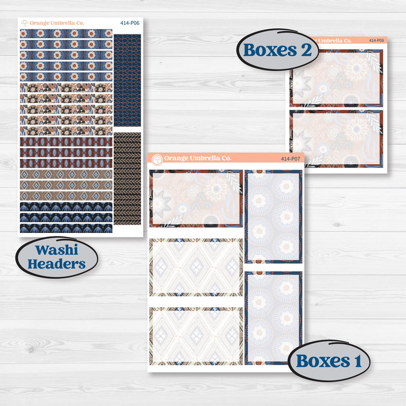 Patterned Boho Sticker Kit | 7x9 Plum Daily Planner Kit Stickers | Katie | KIT-414-P