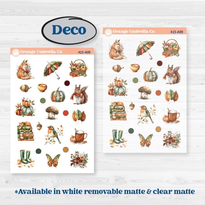 Watercolor Autumn Kit | Weekly Sticker Kit for Vertical Planners like Erin Condren | Crackle | KIT-415-A