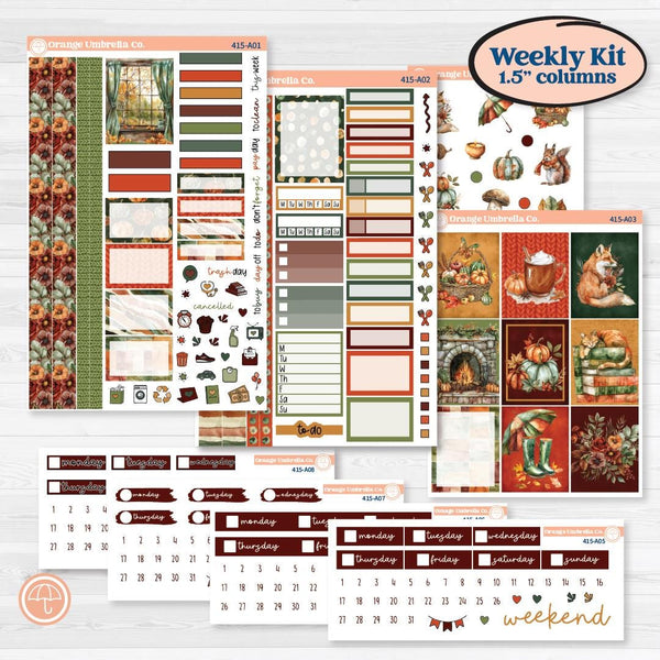 Watercolor Autumn Kit | Weekly Sticker Kit for Vertical Planners like Erin Condren | Crackle | KIT-415-A