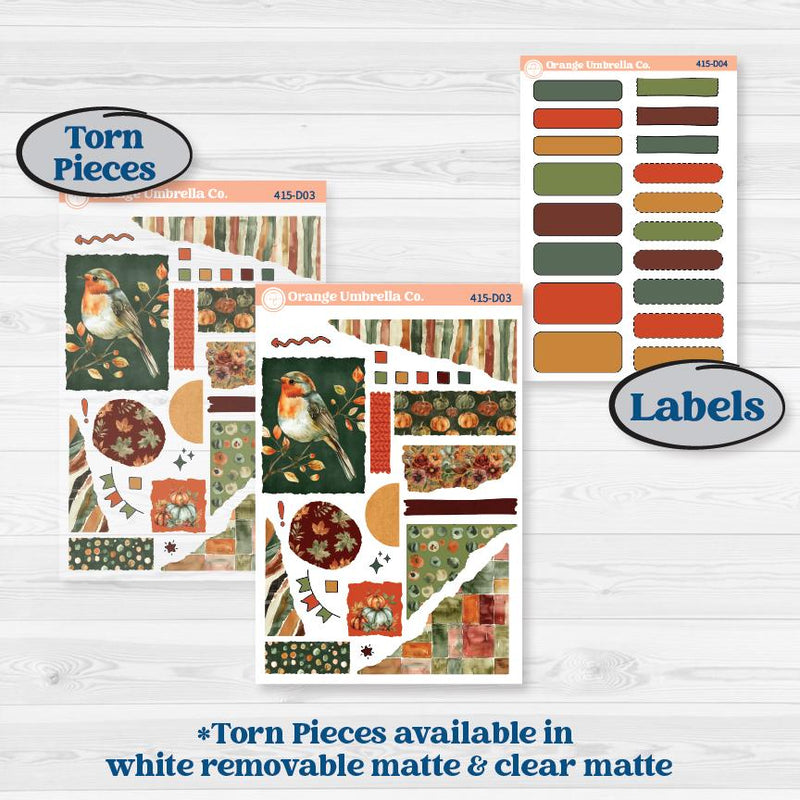 Watercolor Autumn Kit | Journaling Kit Planner Stickers | Crackle | KIT-415-D