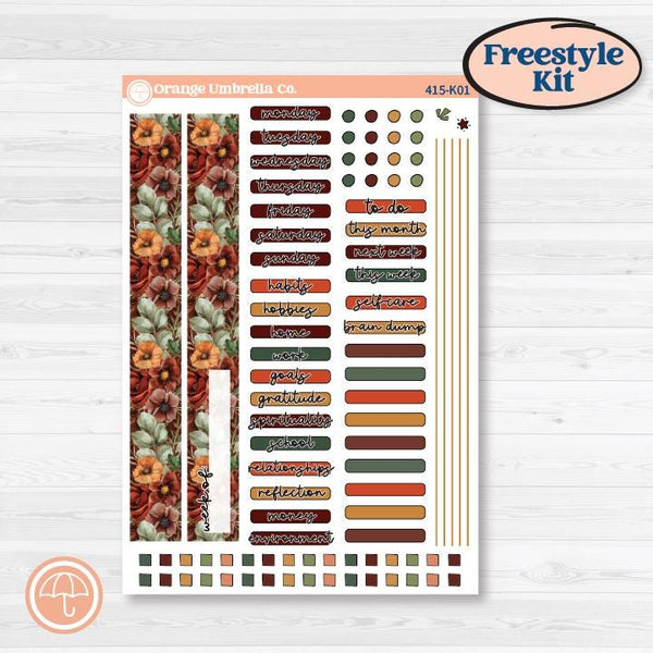 Watercolor Autumn Kit | Freestyle Kit Any Planner Kit Stickers | Crackle | KIT-415-K