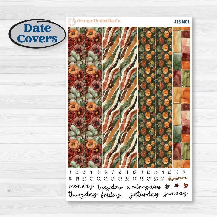 Watercolor Autumn Kit | 7x9 Erin Condren Daily Duo Planner Kit Stickers | Crackle | KIT-415-M