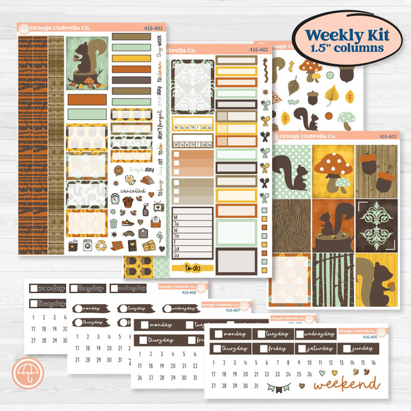 Woodland Cottage Core Stickers | Weekly Sticker Kit for Vertical Planners like Erin Condren | Birch Grove | KIT-416-A
