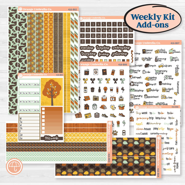 Woodland Cottage Core Stickers | Weekly Add-On Planner Kit Stickers | Birch Grove | KIT-416-B