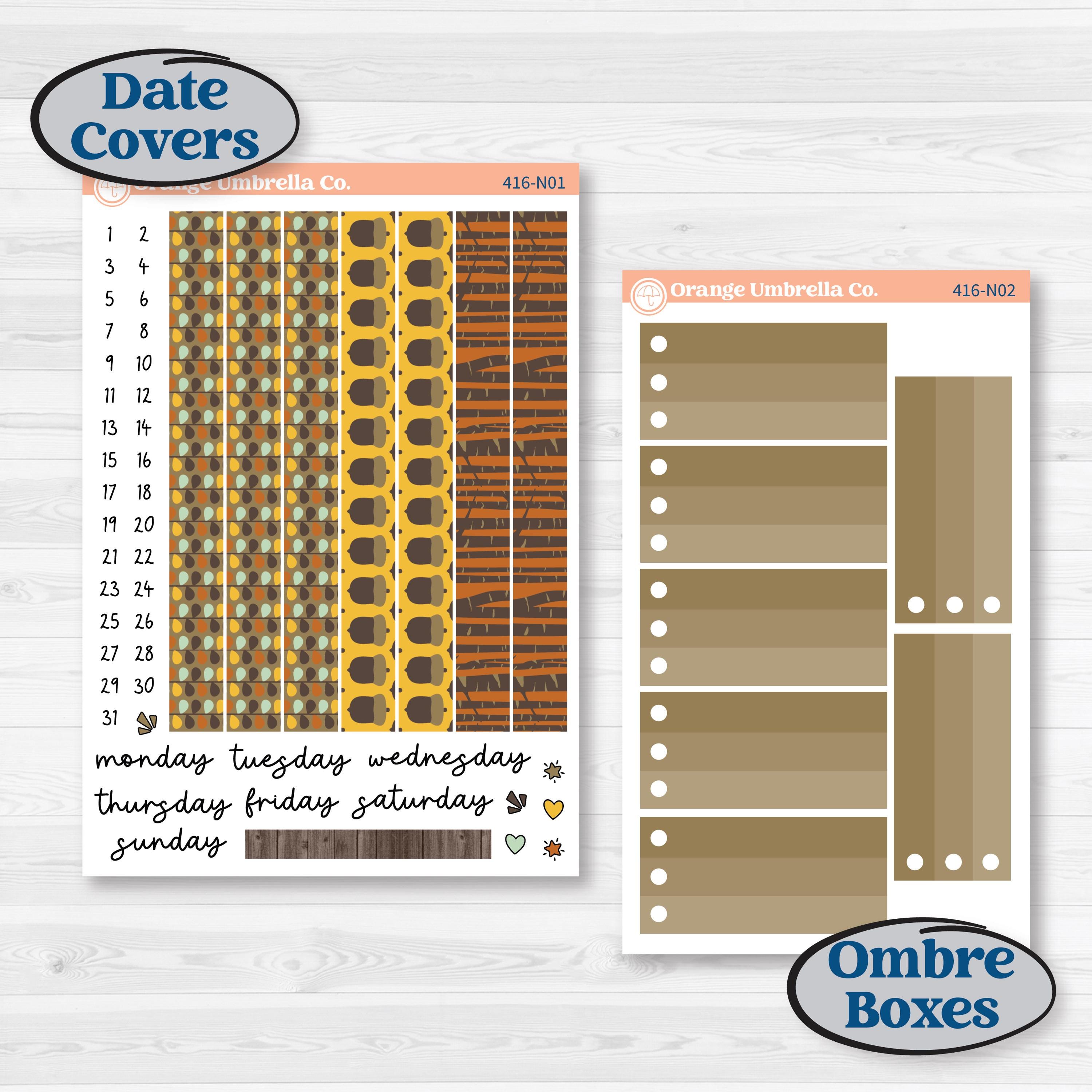 Woodland Cottage Core Stickers | A5 Plum Daily Planner Kit Stickers | Birch Grove | KIT-416-N