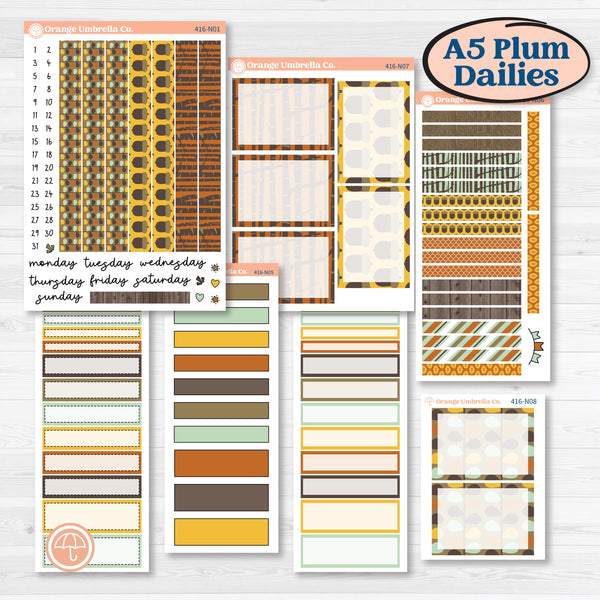 Woodland Cottage Core Stickers | A5 Plum Daily Planner Kit Stickers | Birch Grove | KIT-416-N