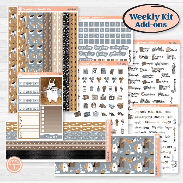 Woodland Winter Animals Kit | Weekly Add-On Planner Kit Stickers | Chill Out | KIT-417-B