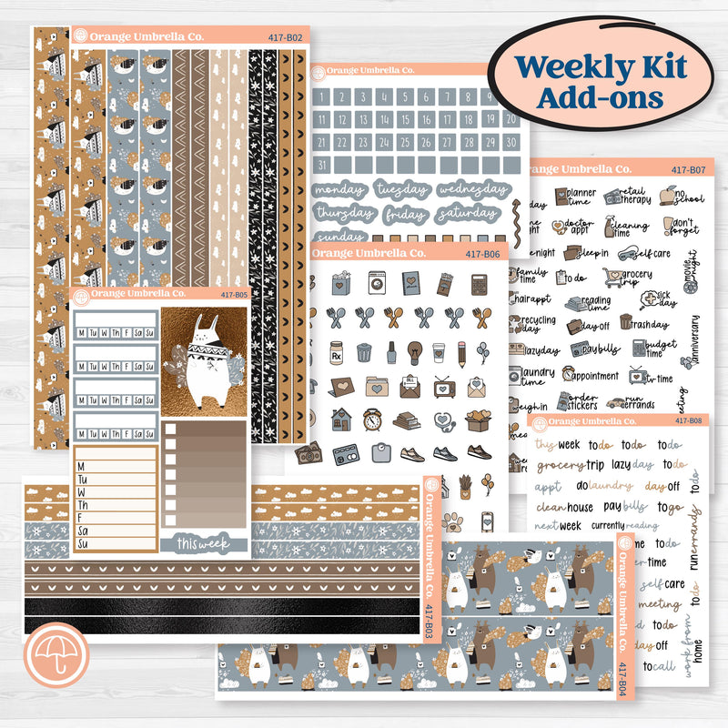 Woodland Winter Animals Kit | Weekly Add-On Planner Kit Stickers | Chill Out | KIT-417-B