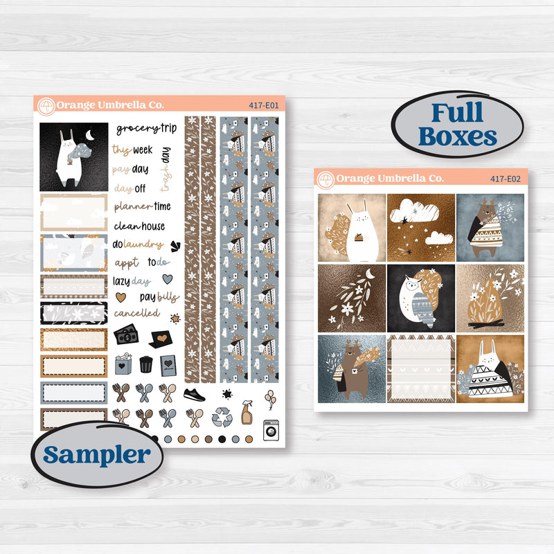 Woodland Winter Animals Kit | Hobonichi Cousin Weekly & Daily Planner Kit Stickers | Chill Out | KIT-417-E