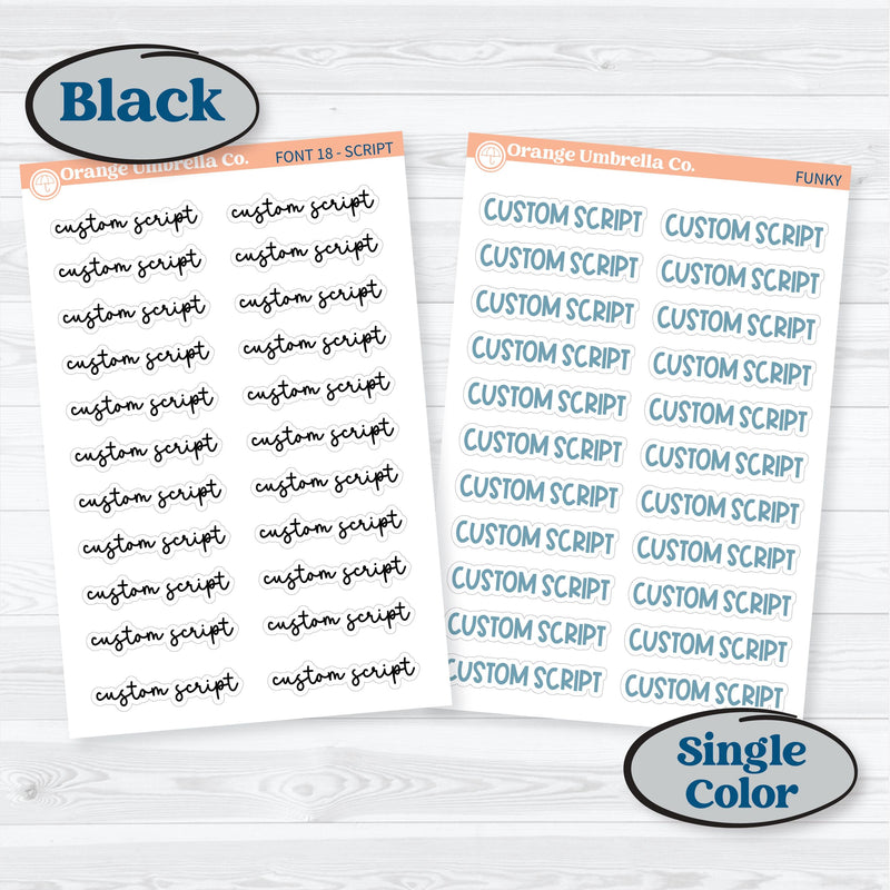 Mini Sheet Custom Script Sticker | Hobonichi Cousin Sized | Planner Stickers ** 1 word/phrase per sheet*** | hobocustommini