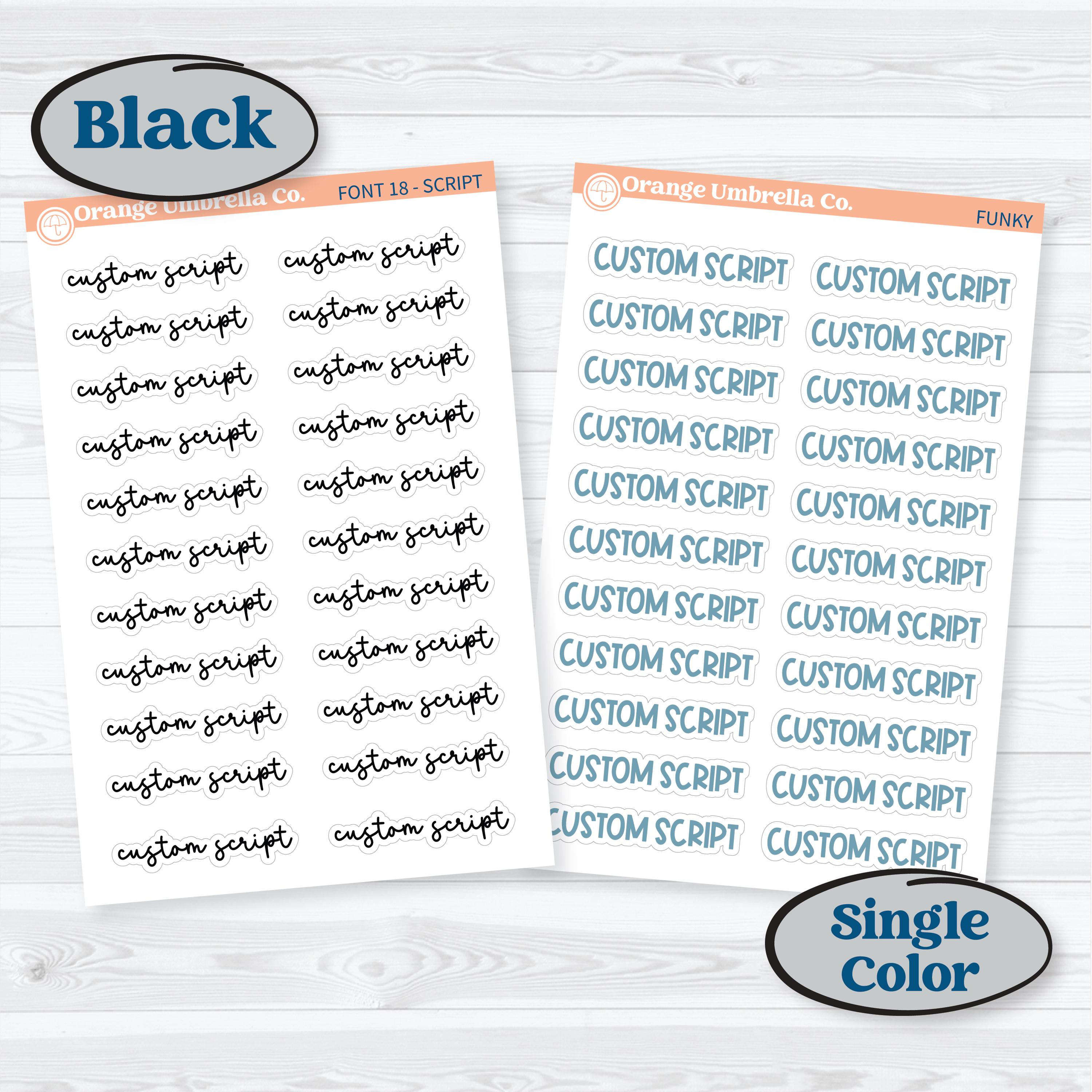 Mini Sheet Custom Script Sticker | Planner Stickers ** 1 word/phrase per sheet*** | custommini