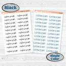 Mini Sheet Custom Script Sticker | Planner Stickers ** 1 word/phrase per sheet*** | custommini
