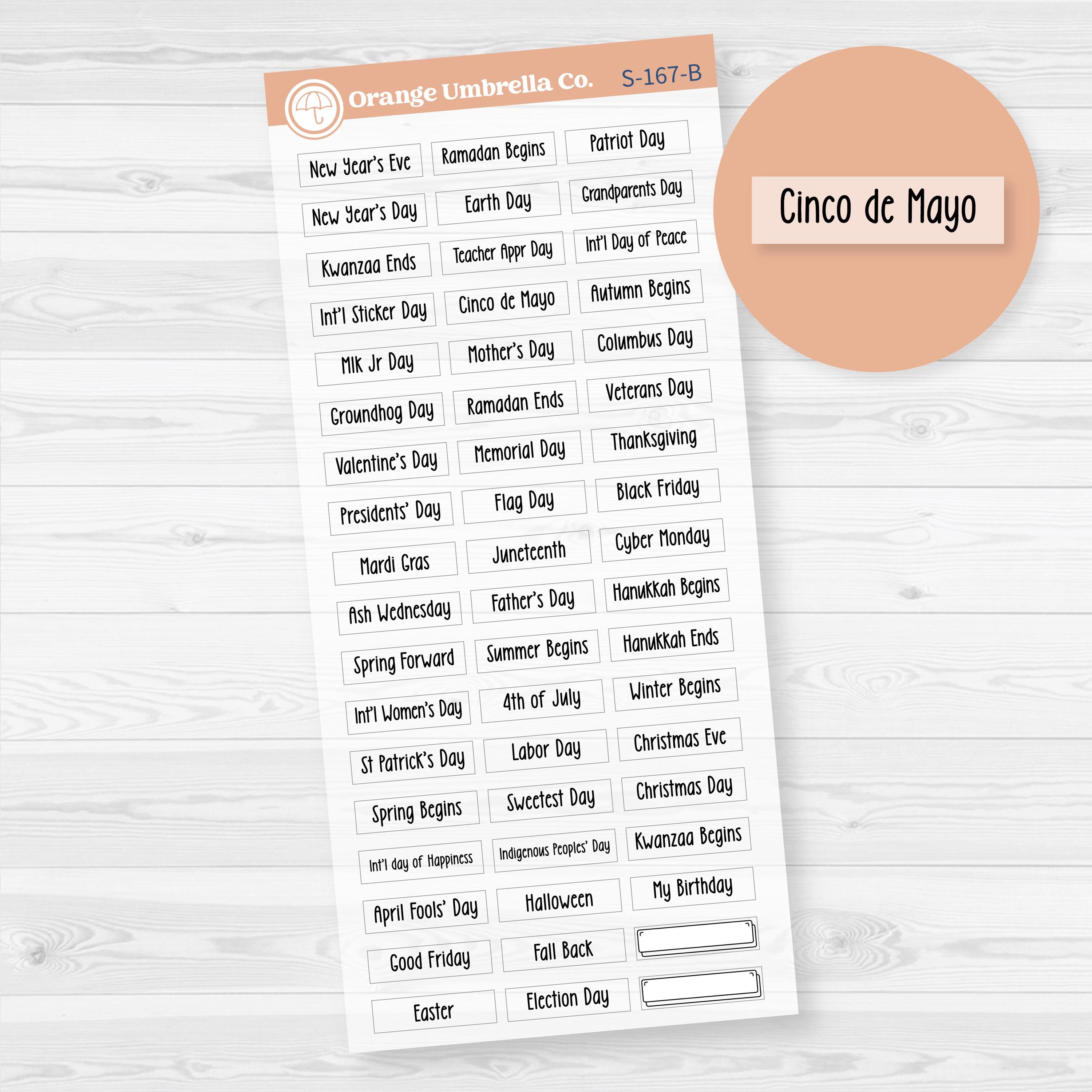 Tiny Hobonichi Weeks Holidays | Clear Matte Small Planner Stickers | F18 | S-167-BCM
