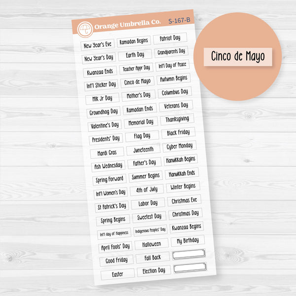 Tiny Hobonichi Weeks Holidays | Clear Matte Small Planner Stickers | F18 | S-167-BCM