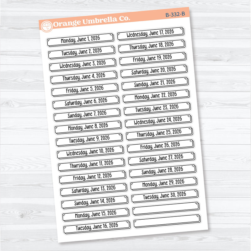 2026 Dates of the Month Labels | F18 Planner Stickers | B-327 to B-332