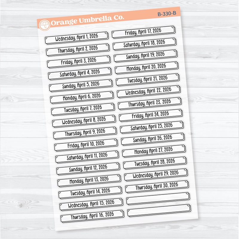 2026 Dates of the Month Labels | F18 Clear Matte Planner Stickers | January to June | B-327-332-BCM