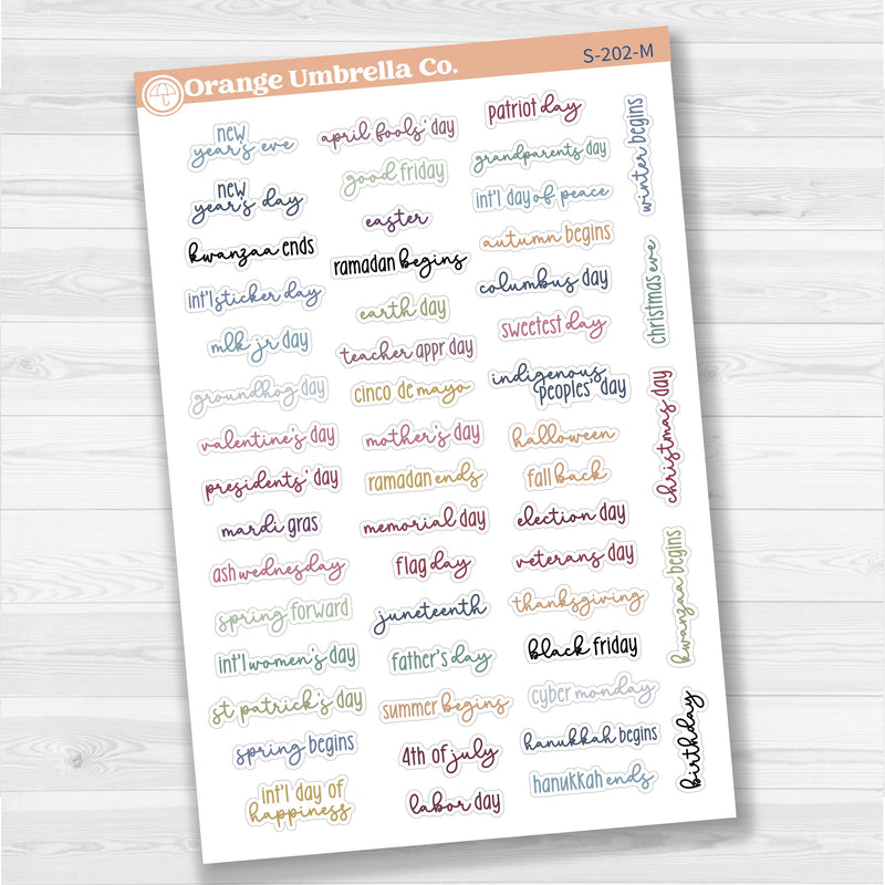 US Holidays Planner Stickers | F18 Font | S-202