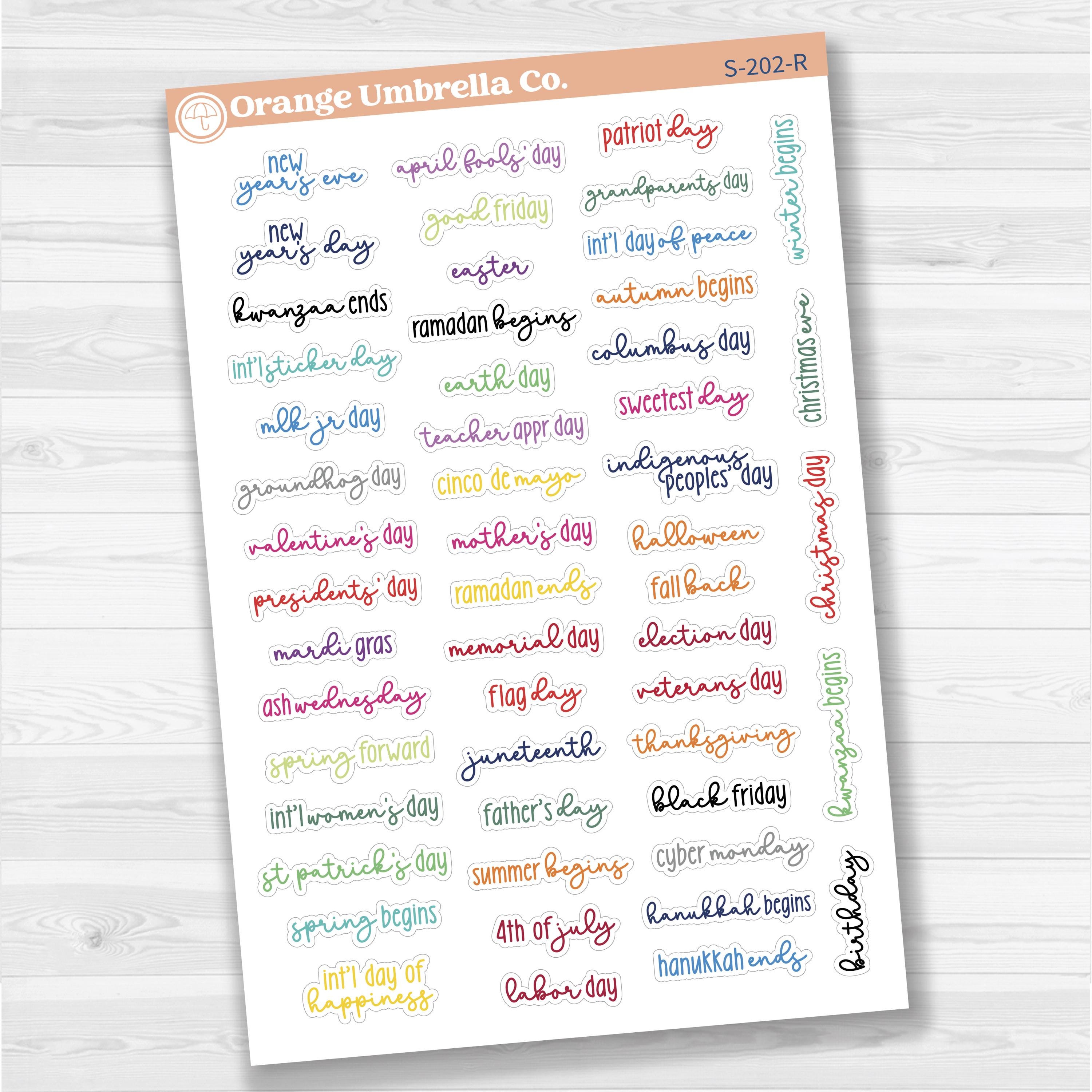 US Holidays Planner Stickers | F18 Font | S-202