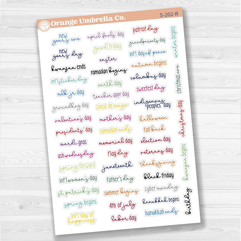 US Holidays Planner Stickers | F18 Font | S-202