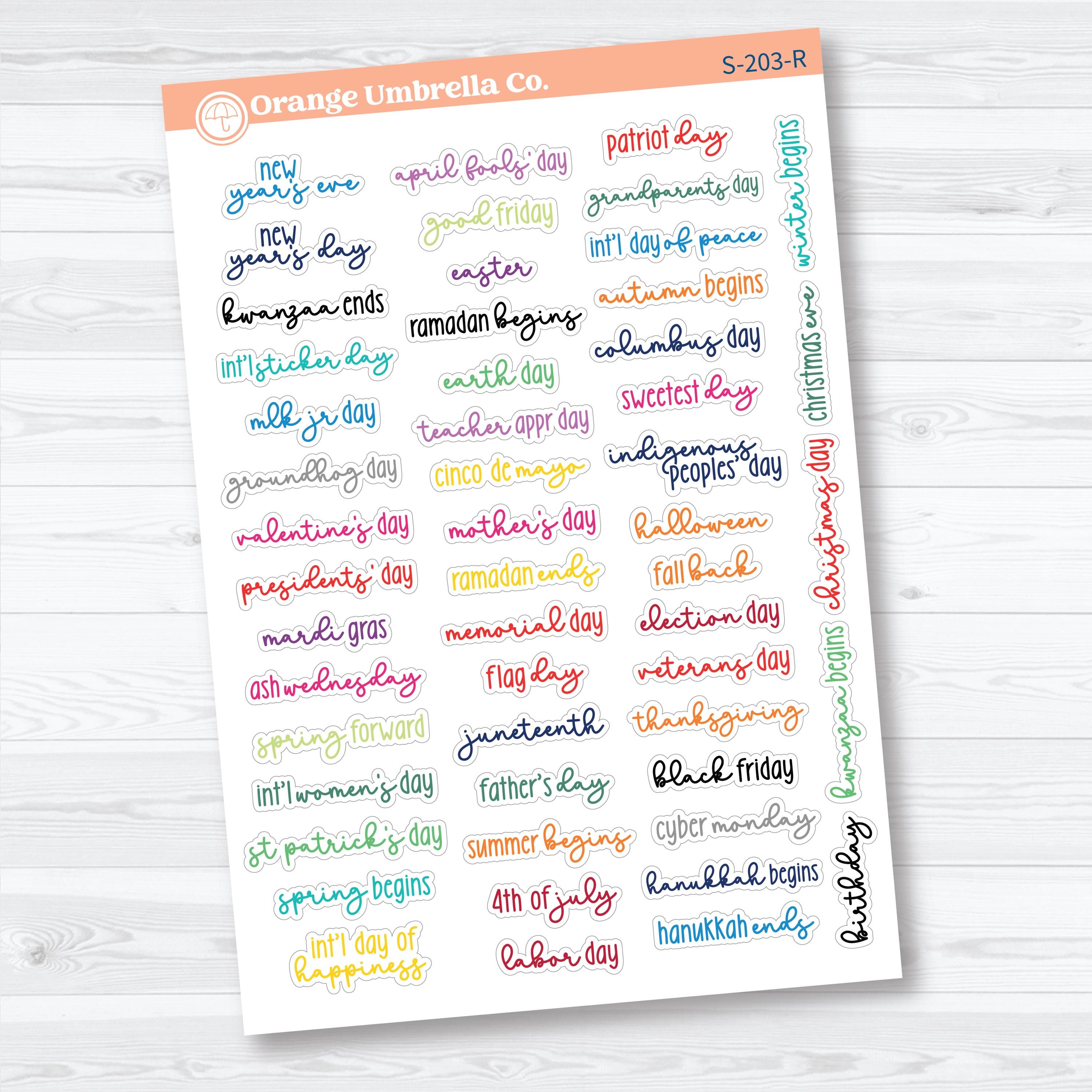US Holidays F18 Font | Mini Planner Stickers Fits Hobonichi Cousin | S-203