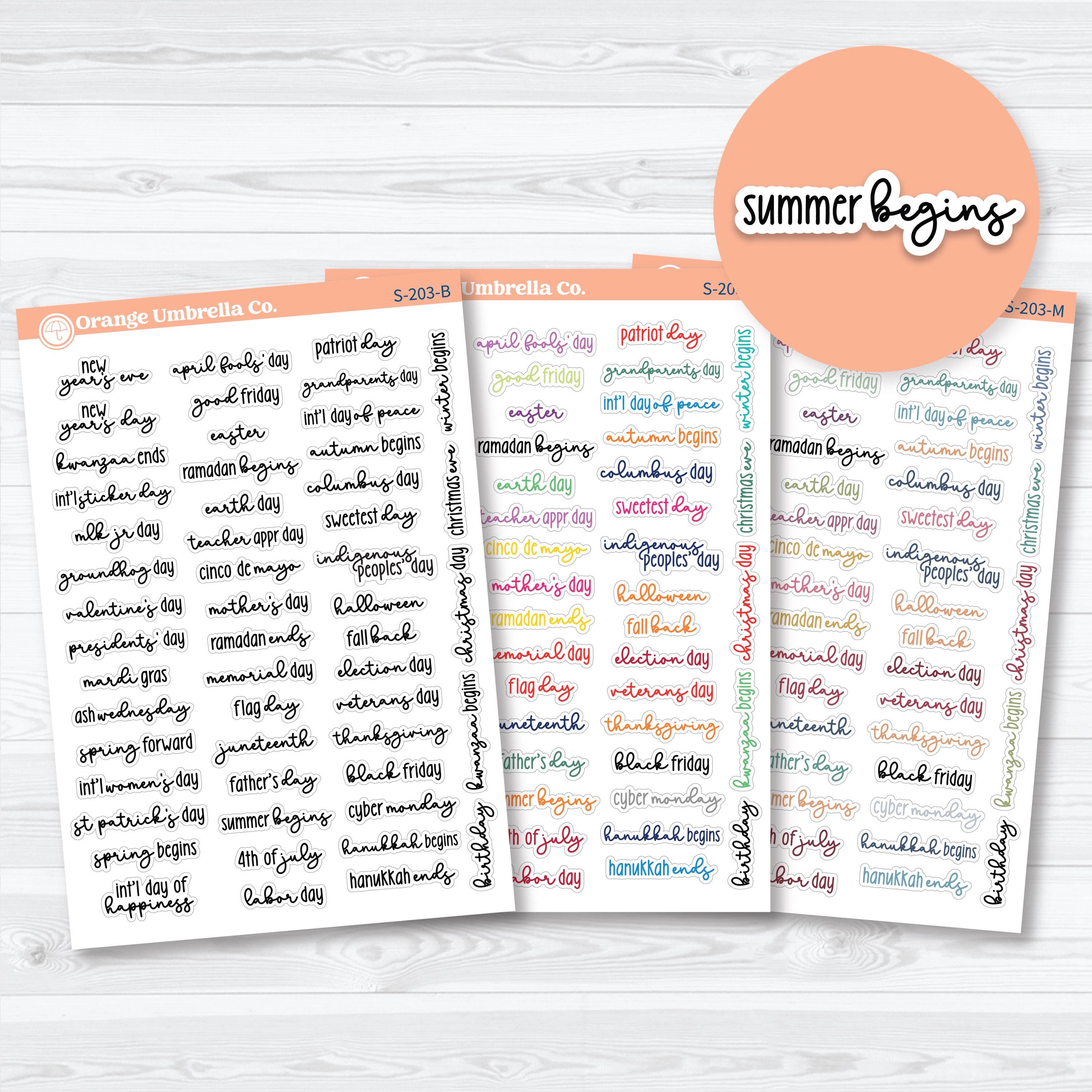 US Holidays F18 Font | Mini Planner Stickers Fits Hobonichi Cousin | S-203