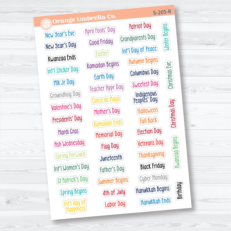 US Holidays F18 Font | Mini Planner Stickers Hobonichi Cousin | S-205