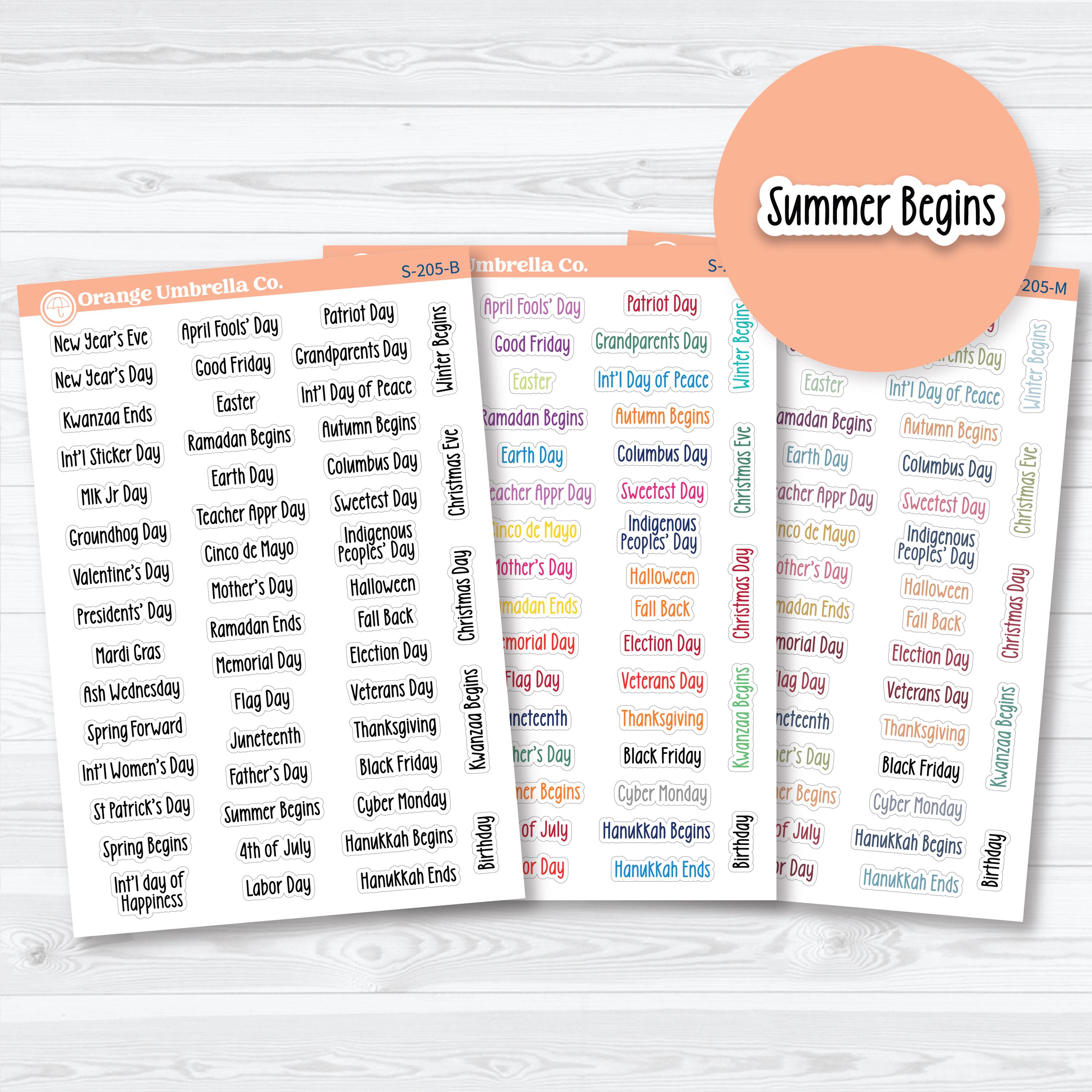 US Holidays F18 Font | Mini Planner Stickers Hobonichi Cousin | S-205