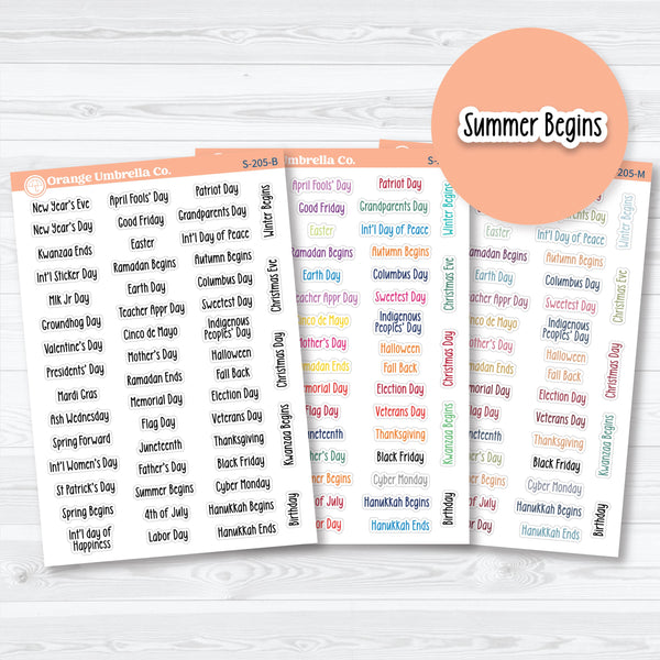US Holidays F18 Font | Mini Planner Stickers Hobonichi Cousin | S-205