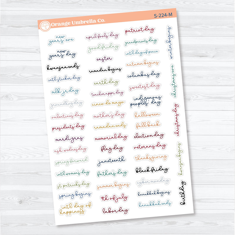 US Holidays F18 Font | Script Planner Stickers | S-224