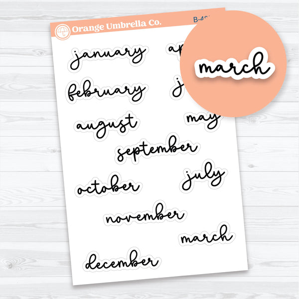 Months of the Year F18 Font | Medium Planner Stickers | B-488
