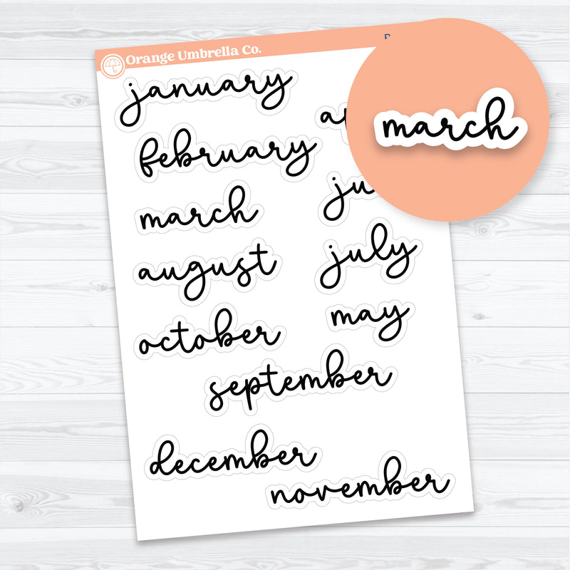 Large Months F18 Font | Planner Stickers | B-489