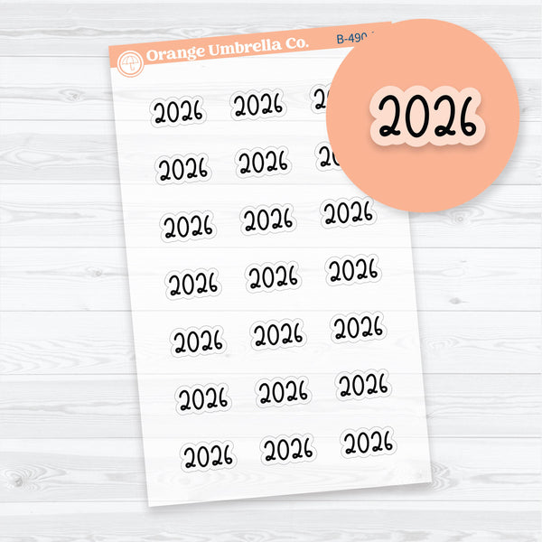 Mini 2026 Year Stickers F18 Font | Clear Matte Planner Stickers | B-490-BCM