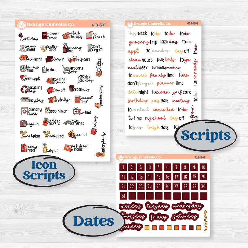 Thanksgiving Autumn Kit | Weekly Add-On Planner Kit Stickers | Gobble | KIT-413-B