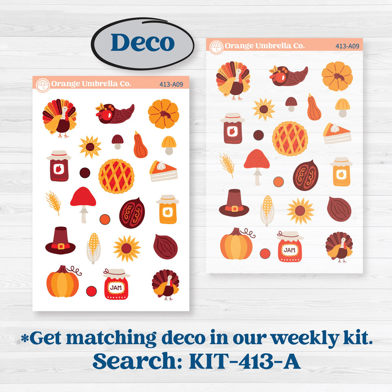 Thanksgiving Autumn Kit | Freestyle Kit Any Planner Kit Stickers | Gobble | KIT-413-K
