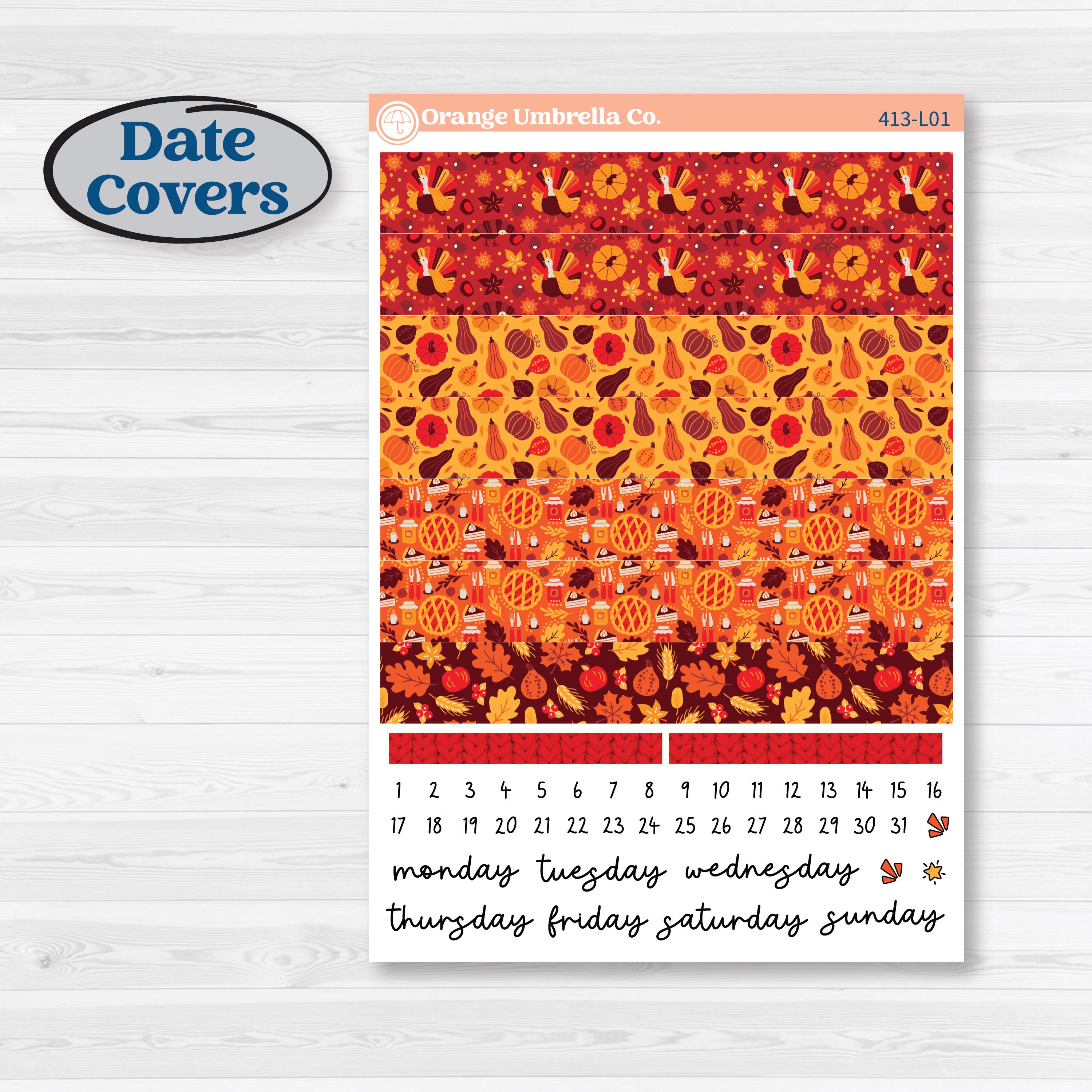 Thanksgiving Autumn Kit | A5 Daily Duo Planner Kit Stickers | Gobble | KIT-413-L